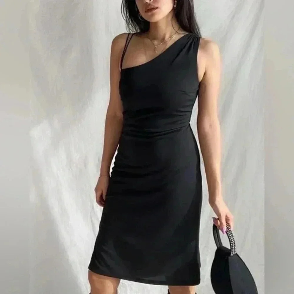 Express women’s black and beige reversible dress Sz 5/6 PURE BLACK &  BEIGE NUDE